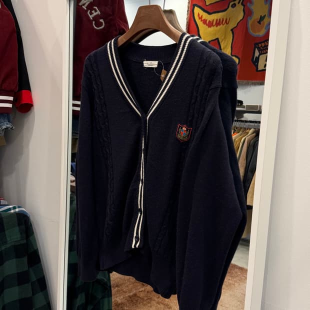 Vtg 빈티지 울 스트라이프 가디건 (made in Japan)