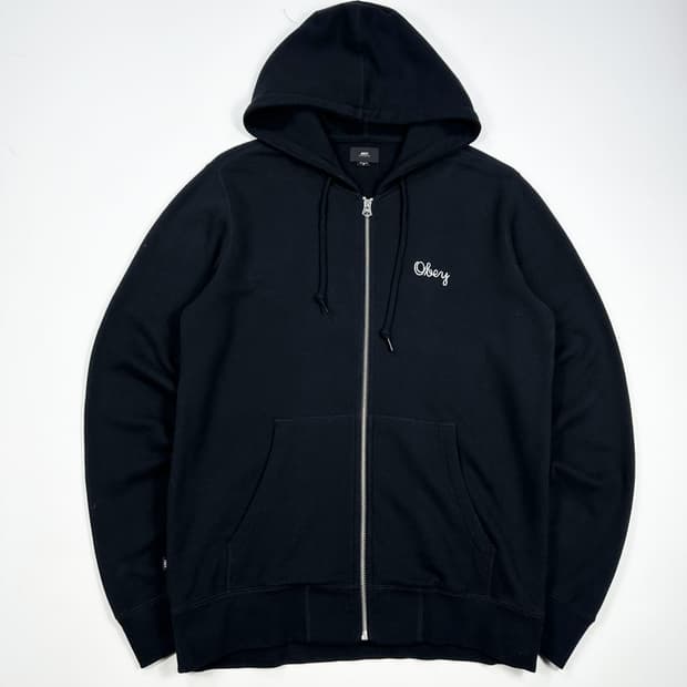 오베이 스펠아웃 루즈핏 후드집업 블랙 M