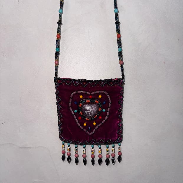 Violet ethnic velvet beads mini 크로스백