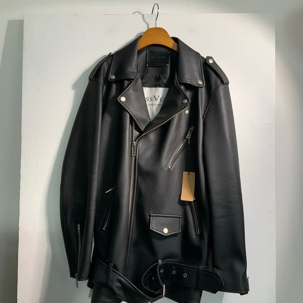 Dress volume 레자 오버핏 빅사이즈 라이더 자켓 C638