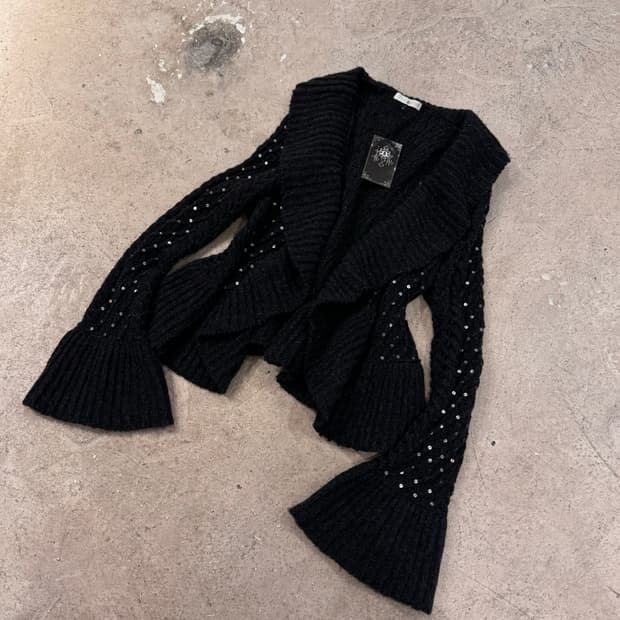 스팽글 포인트 오픈가디건