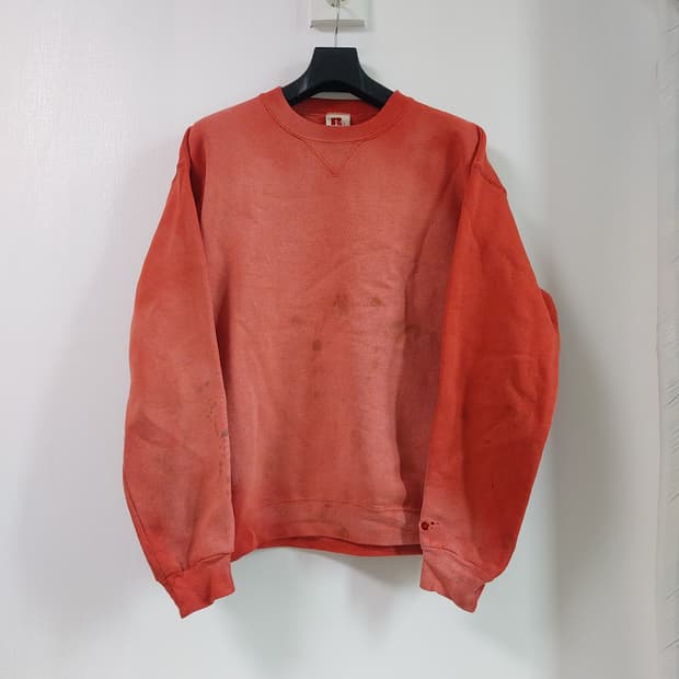 70s 빈티지 러셀 크루넥 선페이딩 디스트레스드