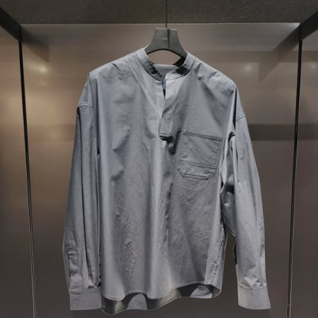 준지 크리스피 코튼 튜닉 루즈핏 셔츠 블랙