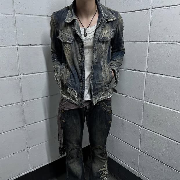 14th addiction distressed denim jacket