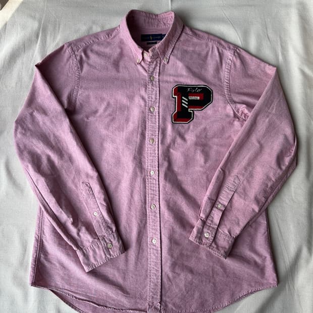 XL 폴로 P로고 와펜 옥스포드 셔츠 핑크