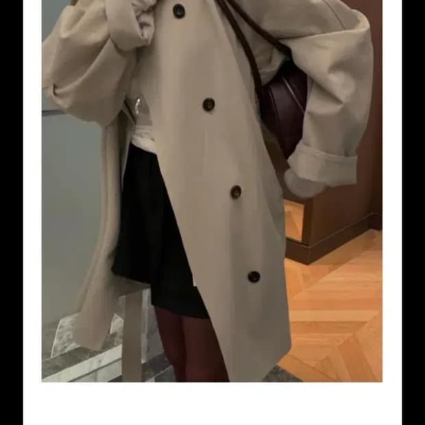 poster 포스터 하이넥 하프 트렌치 코트 연카키
