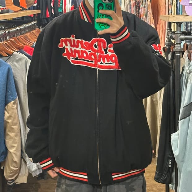 [HI] 빈티지 바시티 블랙/레드