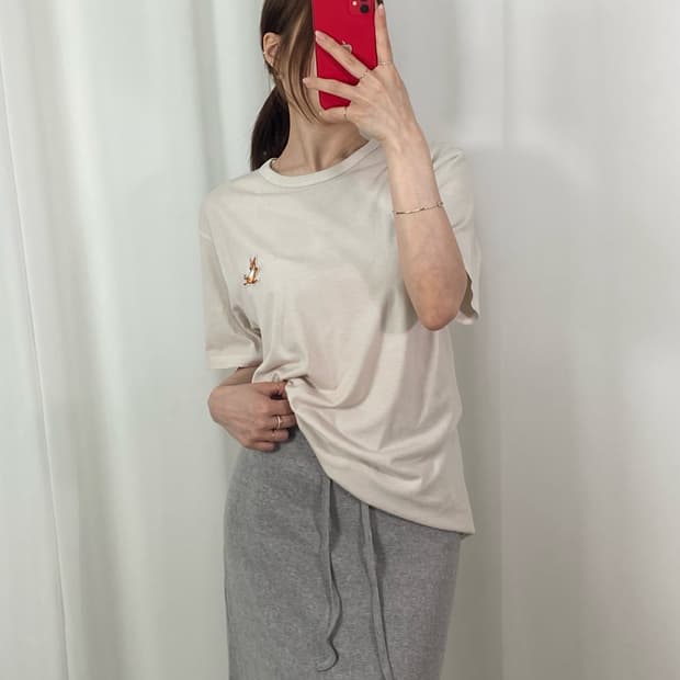 메종키츠네 여우와펜 라운드 T