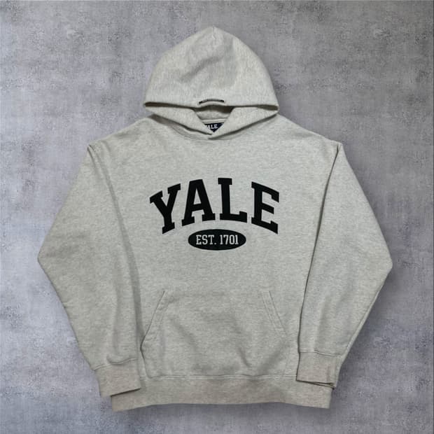 예일 스펠아웃 빅로고 그레이 후드티