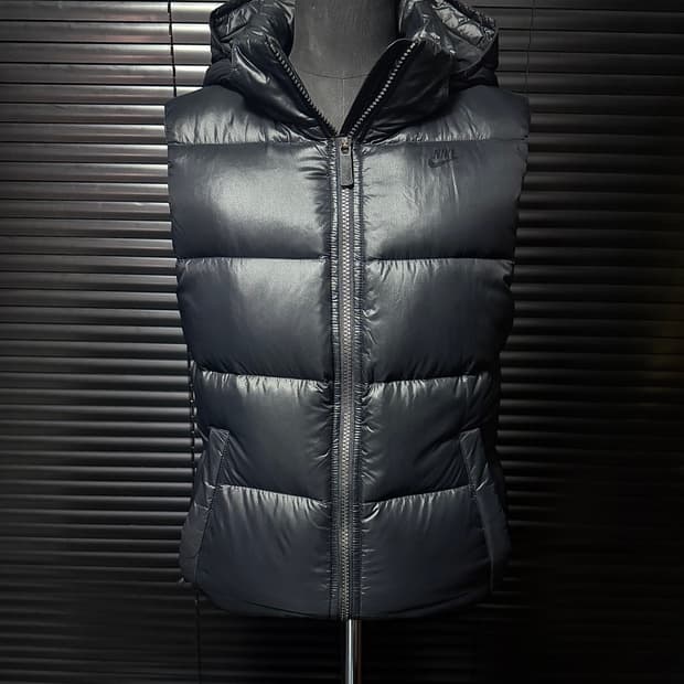 나이키 구스 다운 패딩 조끼 베스트 블랙 스우시 M 95 스트릿 하이넥 
