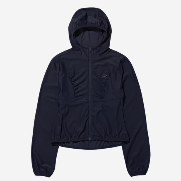 Mischief Hooded Waffle Zip Up Navy