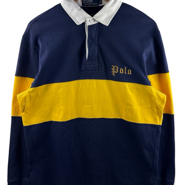 폴로랄프로렌 네이비 옐로우 럭비셔츠2830