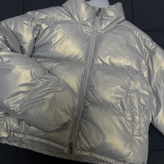 비터셀즈 글로시 크롭 푸퍼 자켓-실버(free)