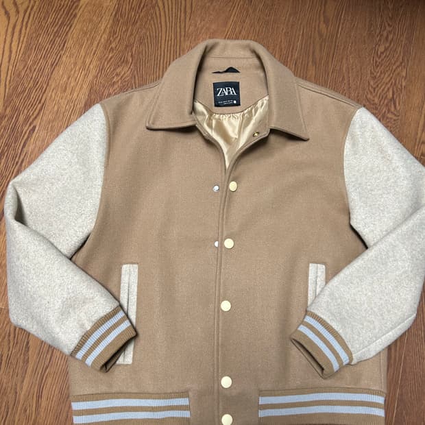 자라 울 텍스쳐 스타디움 점퍼 바시티 자켓