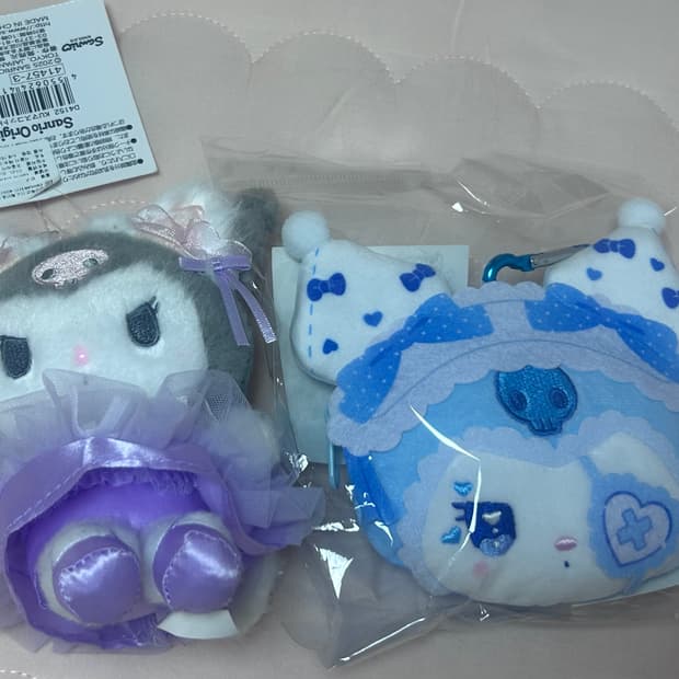 산리오 쿠로미 시로네코화이트캣발레리나인형 미즈이로 돌리믹스 페이스파우치