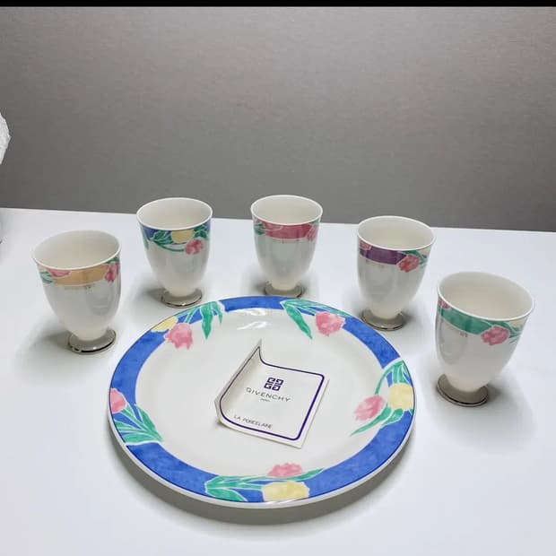 지방시 플라워 그릇 컵 세트 접시