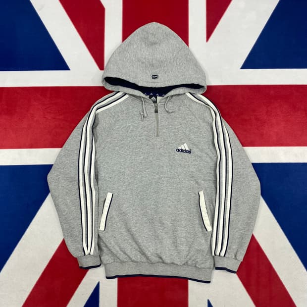 아디다스 빅로고 반집업 후드티 80 실측 L 