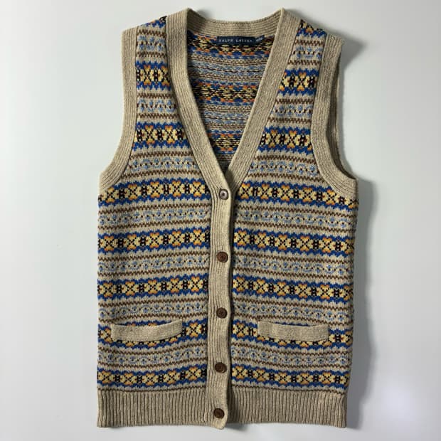 Polo  랄프로렌 페어아일 베이지 울 실크 니트 베스트 