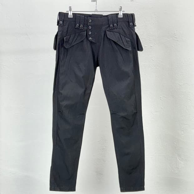 요지야마모토 와이즈 블랙 고시마 슬림 코튼 팬츠