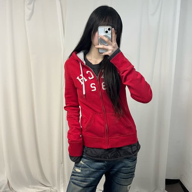 Abercrombie red zip-up hoodie