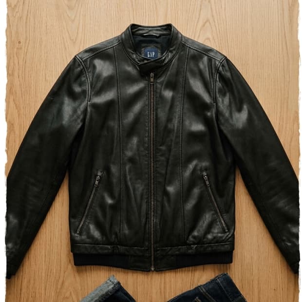 [GAP] 갭 정품 100% 천연 가죽 블루종 재킷 (M사이즈)