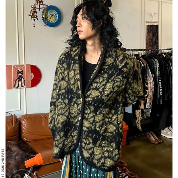 1980s Allen a pieo Mohair Rose Cardigan