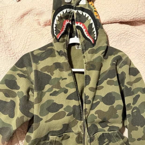베이프 1st 카모 샤크 후드집업 녹계 S