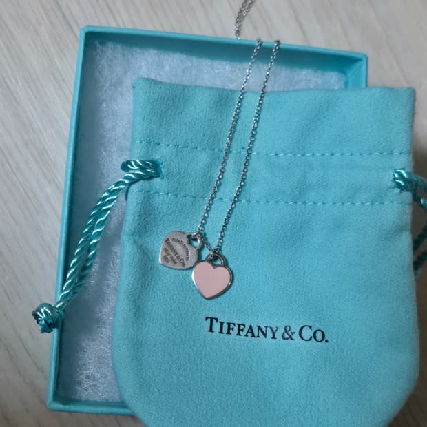 티파니 핑크더블하트 목걸이