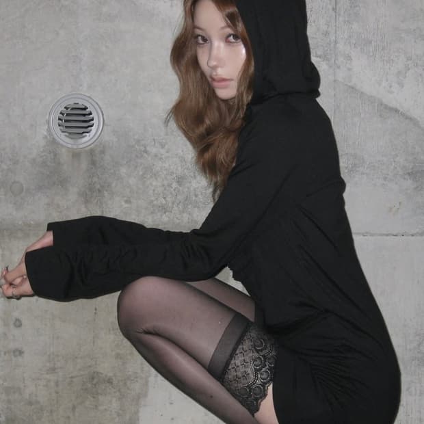 엘프엘프엘프 draped hoodie dress 드레스 원피스