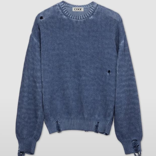  쿠어 컷아웃 디스트레스드 다잉 니트 M