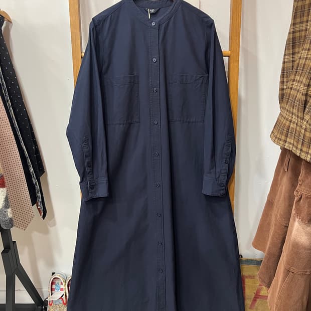 SHIPS 네이비 롱 셔츠 원피스