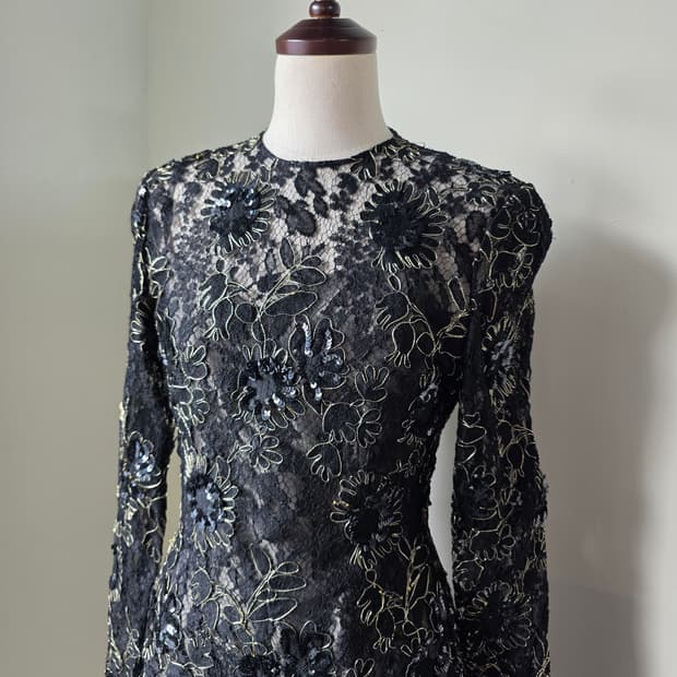 시퀸 시스루 레이스 원피스