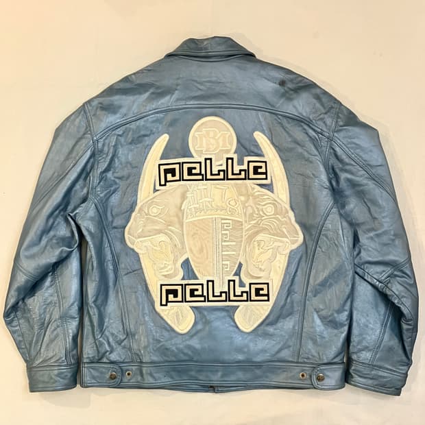 90s 펠레펠레 올드스쿨 레더자켓 블루