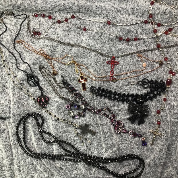 빈티지 목걸이 허리벨트 /오리엔탈 고스 블랙 펑크 십자가