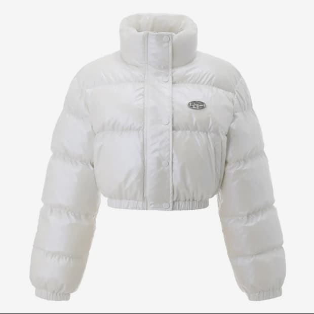 카키포인트 메탈 글로시 패딩 화이트