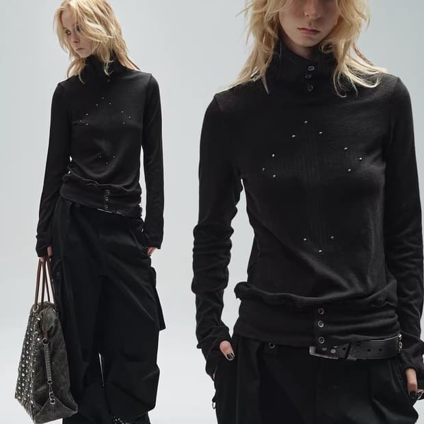 wearandtear 십자가 목폴라 워머 탑 슬리브