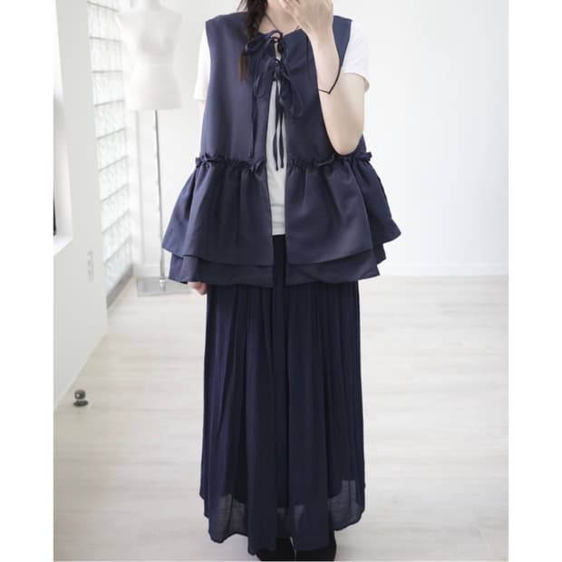 Friful navy frill vest