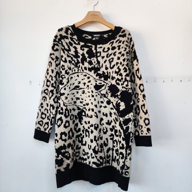 DKNY 레오파드 패턴 니트 원피스