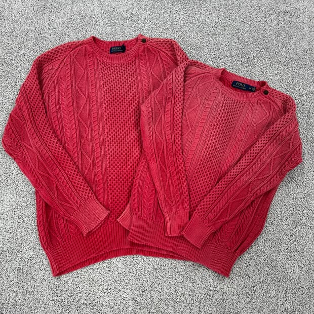 [XL][M] 폴로 랄프로렌 피그먼트 케이블니트 2사이즈