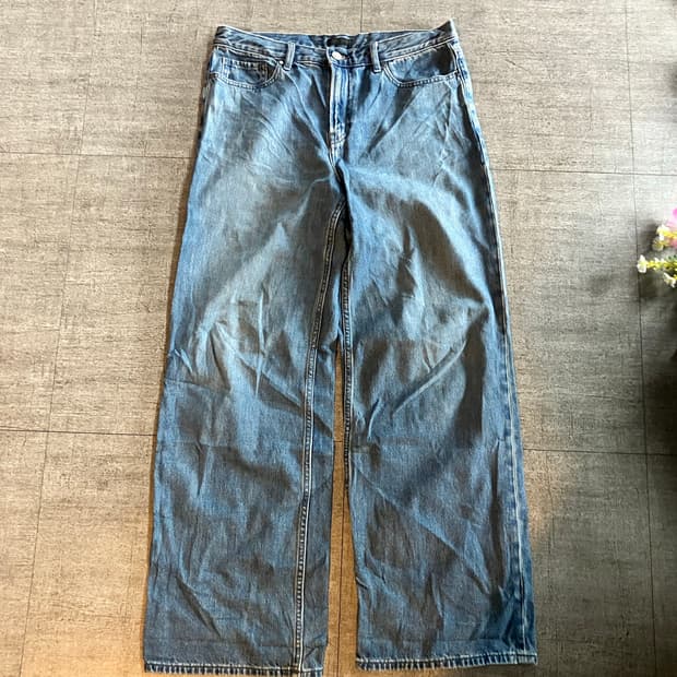 Uniqlo 유니클로 올드스쿨아메카지스트릿 데님 와이드팬츠