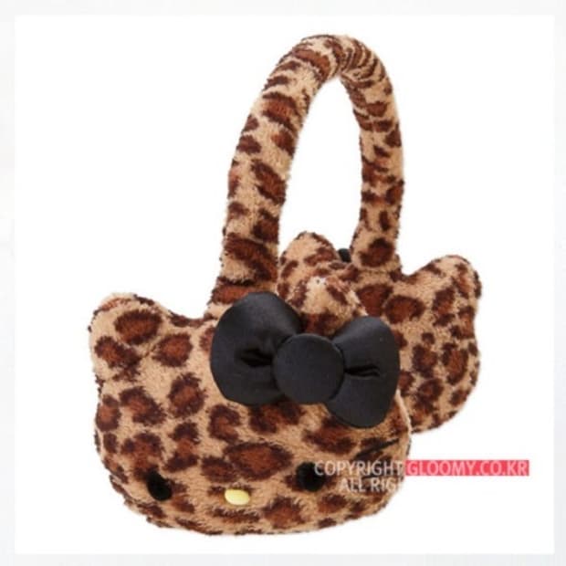 Hello Kitty 고전 헬로키티 호피 레오파드 귀마개 귀도리 갸루
