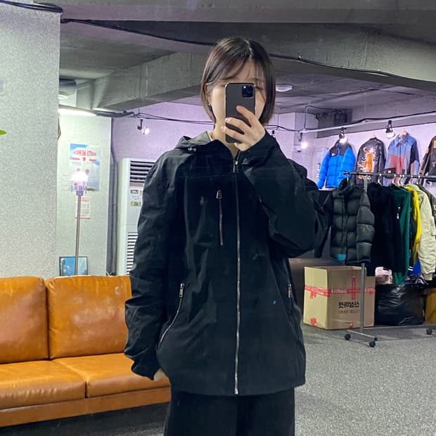 폴로 랄프로렌 포니로고 블랙 후드 바람막이 폴리 자켓 B4037