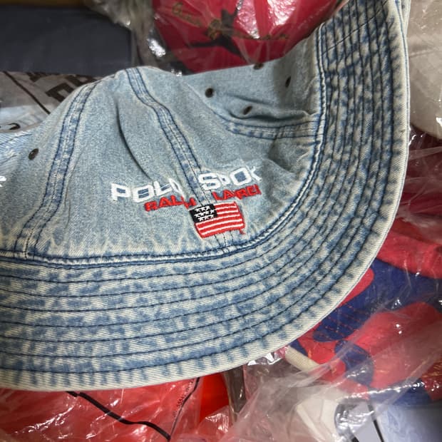 90s 폴로스포츠 데님 벙거지 usa