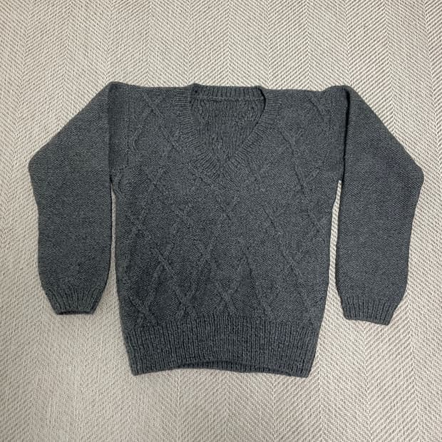빈티지 핸드메이드 헤비 그레이 니트 