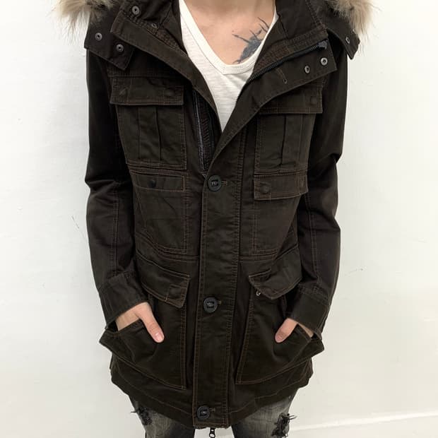 Nicole club for men fur hood coat 