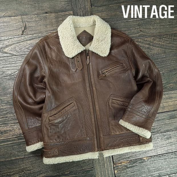 [빈티지] 리얼 쉽스킨 양가죽 무스탕 무톤 자켓 M19204