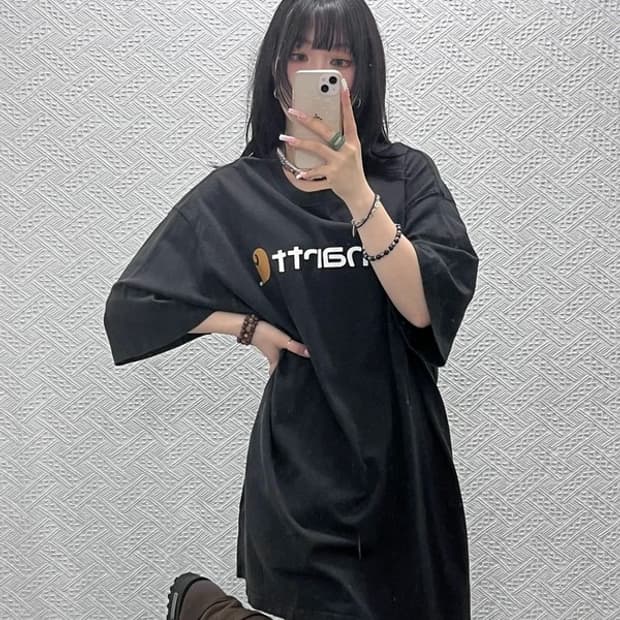 칼하트 레트로 캐주얼 빅로고 오버핏 반팔티 2XL C12210