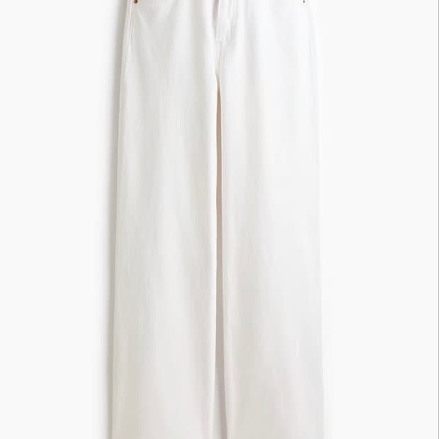 [40] h&m 하이웨스트 와이드 진 화이트