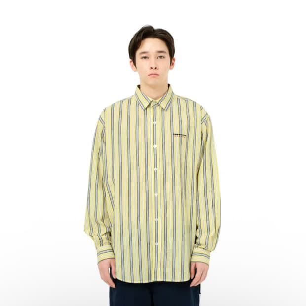 디스이즈네버댓 로고 스트라이프 옐로우 셔츠 XL