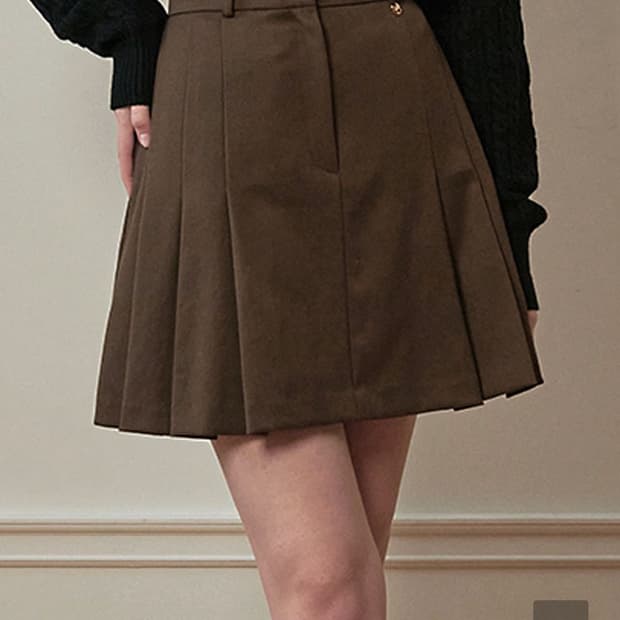 미케네 플리츠 미디 스커트 브라운 3사이즈
